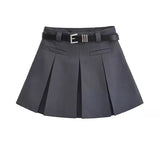 YESMYTOOL  -  Spring Summer Black High Waist Women's Pleated Short Skirts Gray Elegant Sexy Holiday Party A-line Mini Skirt 2024 New Fashion