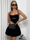 YESMYTOOL  -  Summer Black Mini Dress Women 2024 New Sexy Chest Hollow Out Sleeveless A-line Vestidos Female Elegant Fashion Backless Dresses