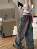 YESMYTOOL  -  Retro Y2k Blue Striped Wide Leg Pants Fashionable Street Loose Straight Jeans Atmosphere Hot Girl Casual Trousers Baggy Jeans