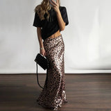 YESMYTOOL  -  Women Elegant Long Leopard Skirt for Summer New Fashion Women Retro Floor Slim Skirts Women Long Leopard Print Skirts