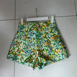 YESMYTOOL  -  Flowers, clouds, bubbles, one-shoulder blouse, tube top+high-waist shorts suit, summer age-reducing pastoral style.