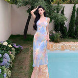 YESMYTOL  -  2024 Premium French Style Floral Sling Waist Dress Women's Spring Tea Break Gentle Elegant Long Dress