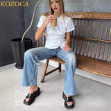 YESMYTOOL  -Kozoca Summer Unique Women‘s T-shirt Basic Fashion O-neck Elastic Pleated Tops White Lady Short Sleeve Casual Shirts for Women