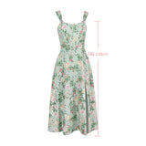 YESMYTOOL  -   Elegant Printing Summer Corset Dress Sexy Knee Length Birthday Party Dresses Green Casual Holiday Women's Clothing