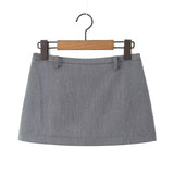 YESMYTOOL  -  Y2K Low Waist Mini Skirt With Short Lining Women Gray Black Summer A Line Skirts Party