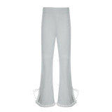 YESMYTOOL  -  Casual Grey Split Women Flared Pants Sporty Chic Ruched Patchwork Streetwear Sweatpants Homewear Trousers Bottoms New