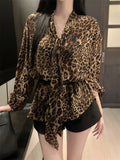 YESMYTOOL  -  Chic Leopard Fashion Blouses Women Vintage 2024 Daily Sexy Autumn New Slim Casual Work Wear Elegant Daily Full Sleeve