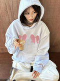 YESMYTOOL  -  Kawaii Bow Print Hoodies Women Y2k Long Sleeve Sweatshirt Oversized Sweet Girl Causal Loose Autumn Winter Clothes Ins