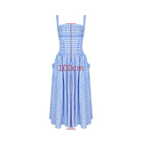 YESMYTOOL  -  Elegant and Beautiful Women Dresses 2024 Summer Spaghetti Strap Long Plaid Dress with Pocket Female Vacation Dress