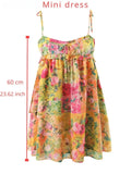 YESMYTOOL  -    Spring Summer Women Chiffon Dress Sexy Sweet Spaghetti Strap Short Dress Causal Floral Print Holiday Party Dresses