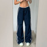 YESMYTOOL  -  Streetwear Drawstring Stripe Women Trousers Straight Leg Casual Baggy Pants Patchwork Sporty Joggers Sweatpants 2024