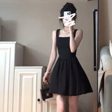 YESMYTOOL  -  2024 New French Hepburn Style Black Suspender Dress Temperament Women's Summer Short Waist Skirt