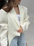 YESMYTOOL  -  Fashion White Irregular Suit Jacket For Women Elegant Lapel Long Sleeve Short Blazer Coat 2024 Chic Lady Street Outerwear