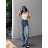 YESMYTOOL  - Blue Women Jeans High Waist Fashion American Vintage Streetwear Y2K NEW Wide Leg Jean Female Denim Trouser Baggy Denim Pants