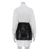 YESMYTOOL  -  Spring Long Sleeve White Shirt Dress Set Bodycon Sexy Ladies Two Piece Set Fashion Party Club Outfits Slim Fit Mini Skirt Set