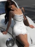 YESMYTOOL  -  Sleeveless Mini Dress For Women Bodycon Casual White Zipper Dresses Ladies Sexy Summer Dress Womens  Streetwear