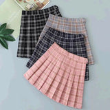 YESMYTOOL  - Plaid Pleated Women Mini Skirts Summer Harajuku Female Empire Casual Japanese Kawaii Cute Skirts Uniform Sailor Skirt Student