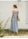 YESMYTOOL  -  Striped Halterneck Cotton Linen Dresses Summer New Casual Beach Vacation Sleeveless Loose Women Long Dresses Maxi Boho Sundress