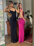 YESMYTOOL  -  Sexy Sleeveless Backless Bowknot Long Dresses for Women 2024 Elegant High Waist Hollow Out Bodycon Long Maxi Evening Party Dress