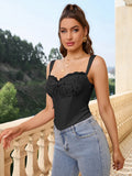 YESMYTOOL  -  Sexy Lace Patchwork Camis Tops for Women Summer Solid High Stretch Corset Top Club Party Fashion Boned Slim Cropped Tops