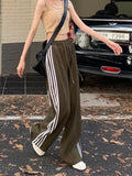 YESMYTOOL  -  Sports Pants for Women Y2k Fashion Stripe Patchwork Casual Sweatpants Harajuku Summer Wide Leg Trousers Oversize Joggers