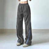 YESMYTOOL  -  Casual Stripe Spliced Techwear Sweatpants Sporty Chic Basic Trousers Baggy Stitched Elastic Waist Joggers Pants Chic