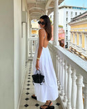 YESMYTOOL  -  White Backless Maxi Dress Women 2024 New Sexyelegant V Neck Sleeveless Sling Long Dresses Summer Casual Chic Holiday Vestidos