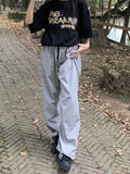 YESMYTOOL  -  Casual Vintage Gray Sweatpants Women Summer Harajuku  Streetwear Baggy Cargo Pants Straight Wide Leg Y2k Joggers