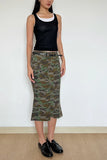 YESMYTOOL  -  Women Trumpet Mermaid Camouflage Slite Midi Skirt