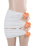 YESMYTOOL  -  Sexy Hollow Out 3D Flower Halter Women Two Piece Sets Sleeveless Jumpsuit Mini Skirt Summer Skinny Elegant Skirt Suit