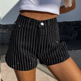 YESMYTOOL  -  Women Elegant Hot Drill Straight Jeans Shorts Pant 2024 Summer Fashion Button Solid Club Party Pant Casual Pocket Loose Trousers