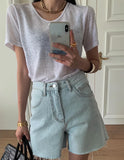 YESMYTOOL  -  Streetwear Light Blue Denim Shorts Women Korean Fashion High Waist Biker Shorts Jeans Feminino 2024 Summer Casual Chic