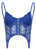 YESMYTOOL  - Y2K Fashion Strap Skinny Blue Corset Lace Top Female Backless Bandage Sexy Crop Tops Camis Transparent Hook Bralette