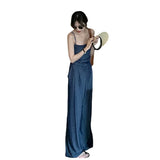 YESMYTOOL  -  Denim Small Sling Wide Leg Work Suit Jumpsuit Summer Thin Style Goddess Style Pants 2024 New Style