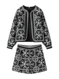 YESMYTOOL  -  Casual Printed Jacket Shorts Set Women O-neck Long Sleeve Cardigan High Waist Shorts Suit Female Autumn Lady High Street Outfit