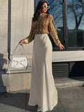 YESMYTOOL  -  Women's High Waisted Solid Long Skirt Elegant Lce Silk Satin Slim Fit Skirt Fashion Office Lady Summer Long Skirt