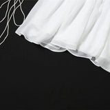 YESMYTOOL  -  2024 Patchwork Long Puff Sleeve Corset Dress Women Fashion Summer White Ball Gown Party Dresses Sexy Spaghetti Strap Short Dress