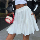 YESMYTOOL  -  Elegant Irregular White Mini Skirt Women Sexy High Elastic Waist Patchwork A-line Female Skirts 2024 Summer Fashion Lady Skirt