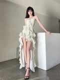 YESMYTOOL  -  Irregular Suspender Dress Women Holiday Dress 2024 Summer New Formal High-end Elegant Female Evening Korean Luxury Long dresses.