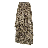 YESMYTOOL  -  Summer New Leopard Printed Maxi Skirt Women's Ruffled Patchwork Fashion Loose High Waist Bandage Female Club Party Skirt