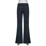 YESMYTOOL  -  Bow Lace Stitching Jeans High-waisted Women's  European and American New Women's Clothes Are Thin and Loose Flared Pants