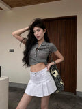 YESMYTOOL  -  2024 Spring Summer Korean Version Elegant Pleated Short Skirt Women High Waist Sexy Club Festival Party Mini Half Skirt Vintage