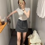 YESMYTOOL  -  Grey Suit Pants Skirt, Women's Textured High Waisted Skirt, Versatile Shorts, Summer New Minimalist Short Skirt Pants