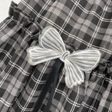 YESMYTOOL  -   Kawaii Gothic Lolita Plaid Skirt Women Goth Bow Black High Waist A-line Mini Skirts Japanese Style Harajuku Soft Girl