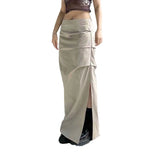 YESMYTOOL  - Street Pleated Skirt, Female Personality, Split Waist, Long Workwear, Half Skirt, Slimming, Spicy Girl, Buttocks Wrapped Skirt