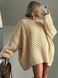 YESMYTOOL -  Fall Outfits 2024 Autumn Solid Color Sweater Women 2024 New Round Neck Long Sleeve Loose Jumper Female Casual Fashion Simple Knitted Pullover Tops