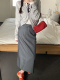 YESMYTOOL  -  Spring Summer Fashion Retro High Waist Straight Striped Lady Long Skirt Casaul Pocket Officewear Street Women Skirts 2024 New