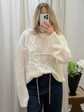 YESMYTOOL  -  Fashion Winter Knitted Pullover Sweaters Tops Christmas Casual Loose Round Neck Long Sleeve Top Outfits Streetwear