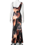 YESMYTOOL  -  2024 Summer Woman Tie Dye Print Asymmetrical Dress Elegant Chic Sleeveless Tunics High Waist Backless Long Evening Party Dresses