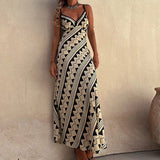 YESMYTOOL   - 2024 Summer Woman's Dresses Indie Folk Printing A-LINE Spaghetti Strap Holiday trip Backless V-Neck